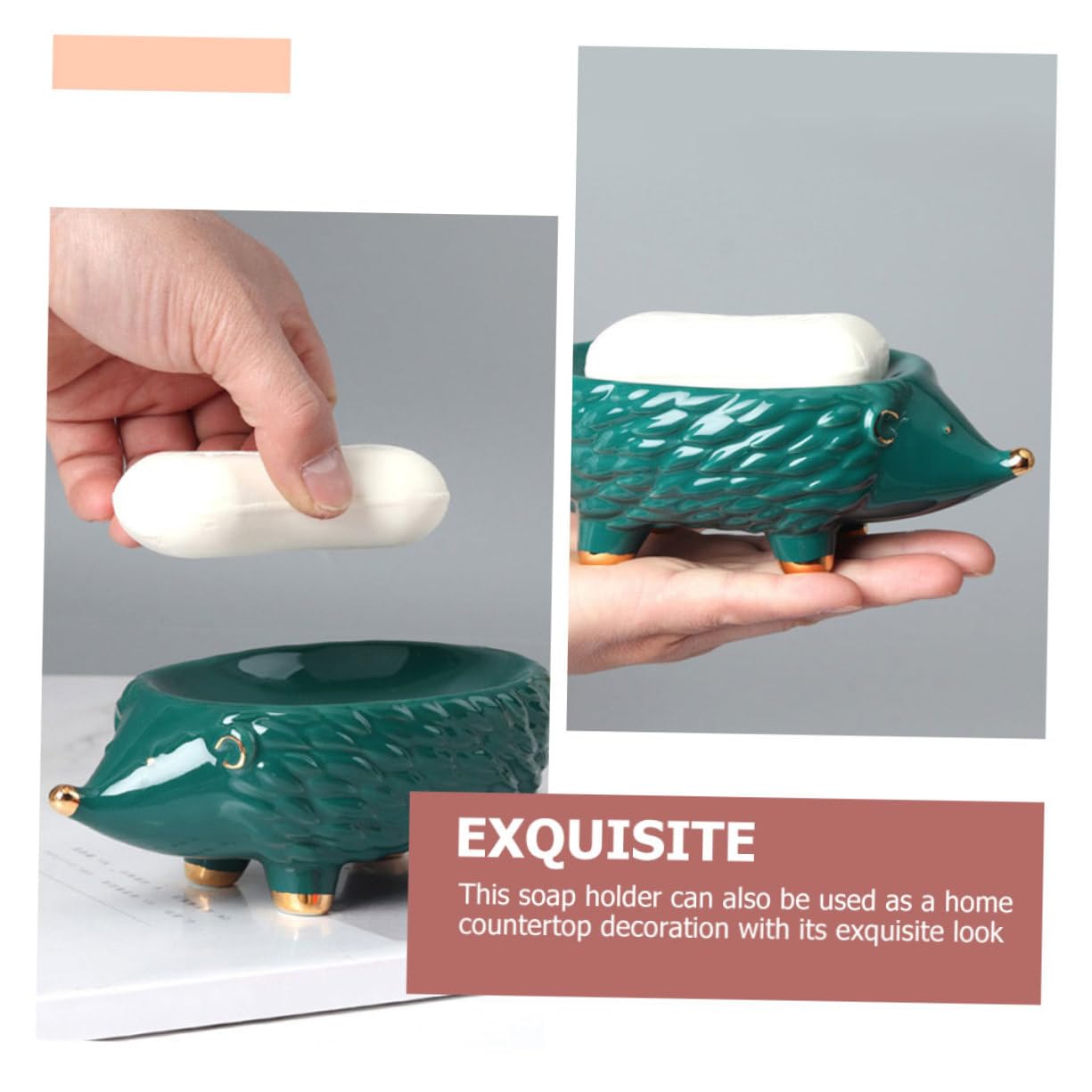 Ciieeo Unique Hedgehog Soap Box Ceramic Drainage Bathroom Supply