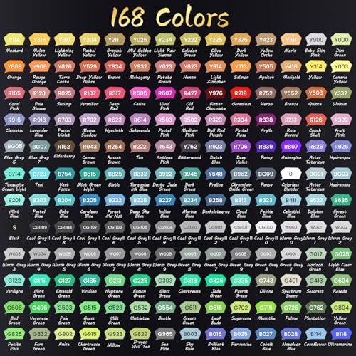 Image of Caliart Markers, 168 Colors Dual Tip Art Markers Sketch Pens Permanent Alcohol Based, with Case for Adults Artists Drawing Illustration Sketching Coloring