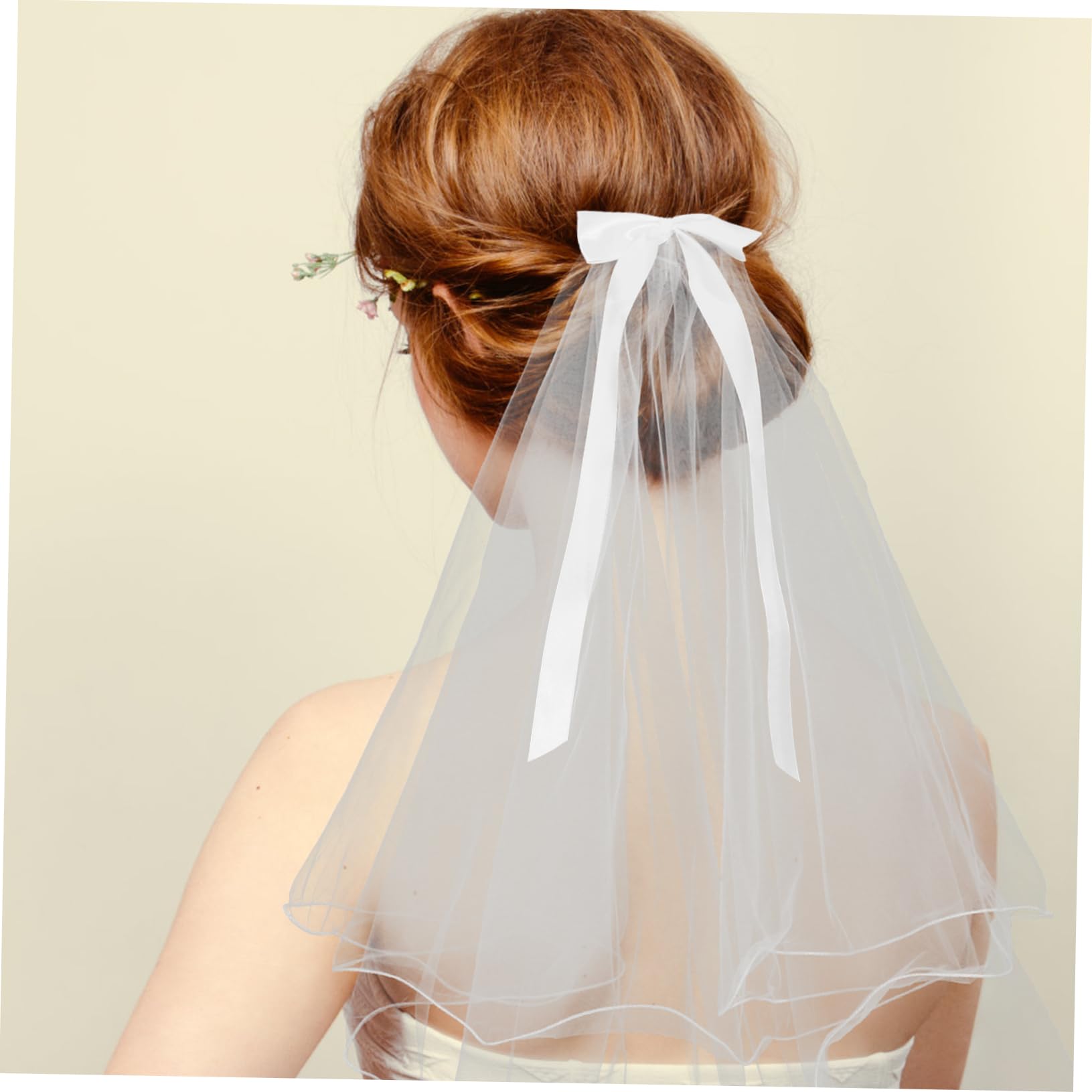 FRCOLOR 5 Stück weißer Hochzeitsschleier Junggesellinnenparty Schleier für die Hochzeit Gemeinschaft gefärbt Schleifenschleier für die Braut Hochzeitsversorgung Baumwolle