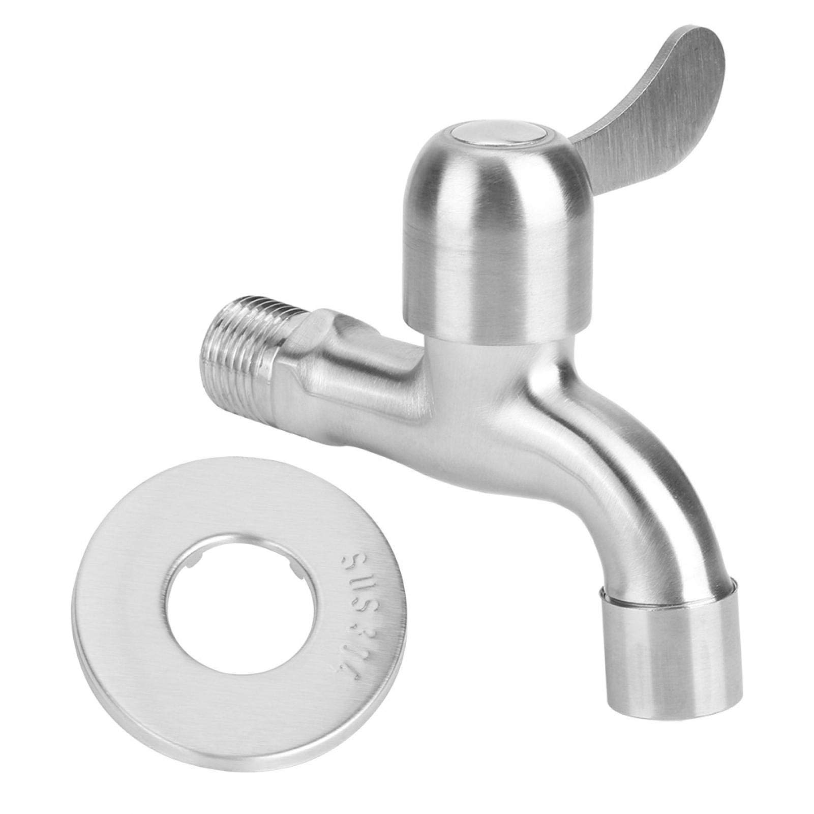 Stainless Steel Wall Mounted Water Dispenser - Balcony Mop Sink Faucet - Single Handle Cold Water Tap for