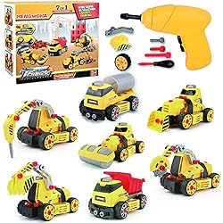 7 in 1 DIY Take Apart Truck Car Toys with Electric Drill,Educational Toy and Ideal Gift for Boys and Girls Age of 3 4 5…