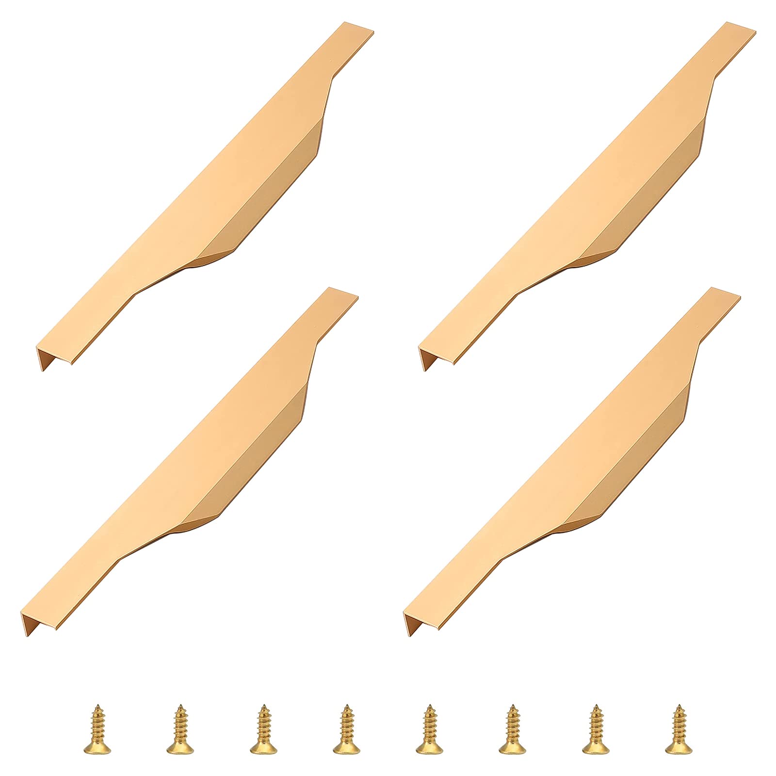 Morobor Gold 300Mm Aluminum Cabinet Handles, 4Pcs Finger Edge Pull Concealed Cupboard Handle Invisible Furniture Strip Pull With Screws For Home Kitchen Furniture (Rose )