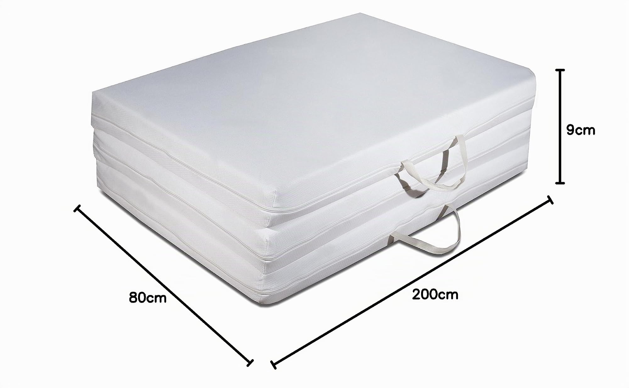EVERGREENWEB Matelas Pliant 80x200 H 9 cm Matelas d'Appoint Pliable en 3 Parties, Mousse Extra Épaisse, Housse Amovible Lavable, Cube Intervertébral, Matelas Pliable pour Adulte 1 Personne, FUTON EASY