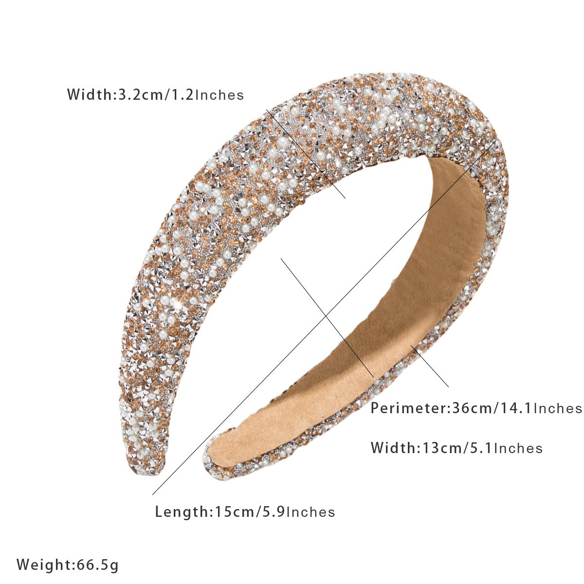 Headbands for Women Girls Rhinestone Glitter Non-Slip Wide Head Band Sparkly Hairband Hair Accessories 5416 - Image 2