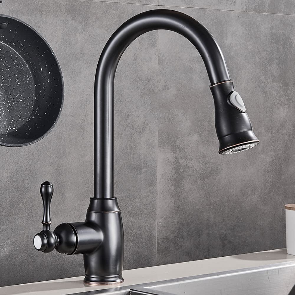 Mitigeur eau chaude froide cuisine bronze huilé rotatif 360