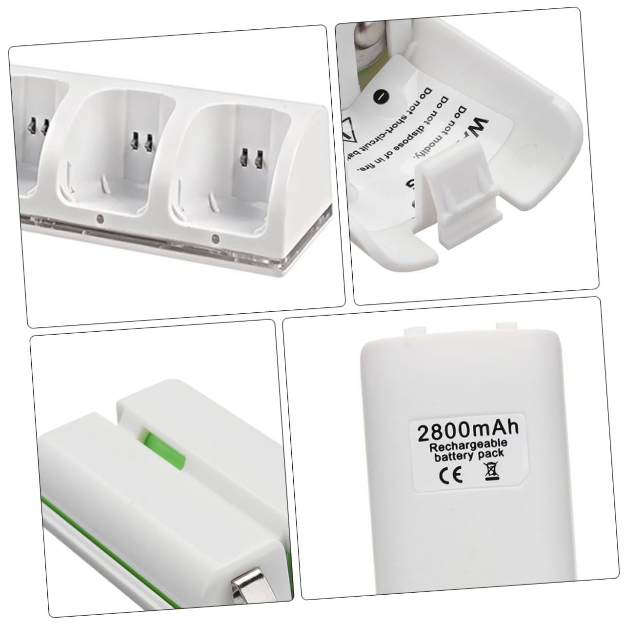 Caricabatterie USB a 4 Slot per Batterie Ricaricabili Bianco