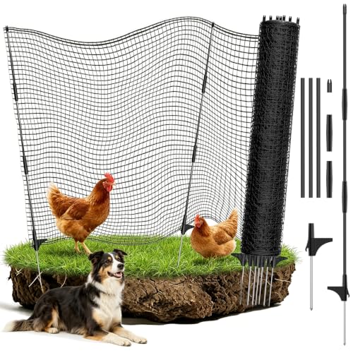 Temporary Fencing, RIFNY 1.2 x 15m Dog Fence Outdoor with Posts T...