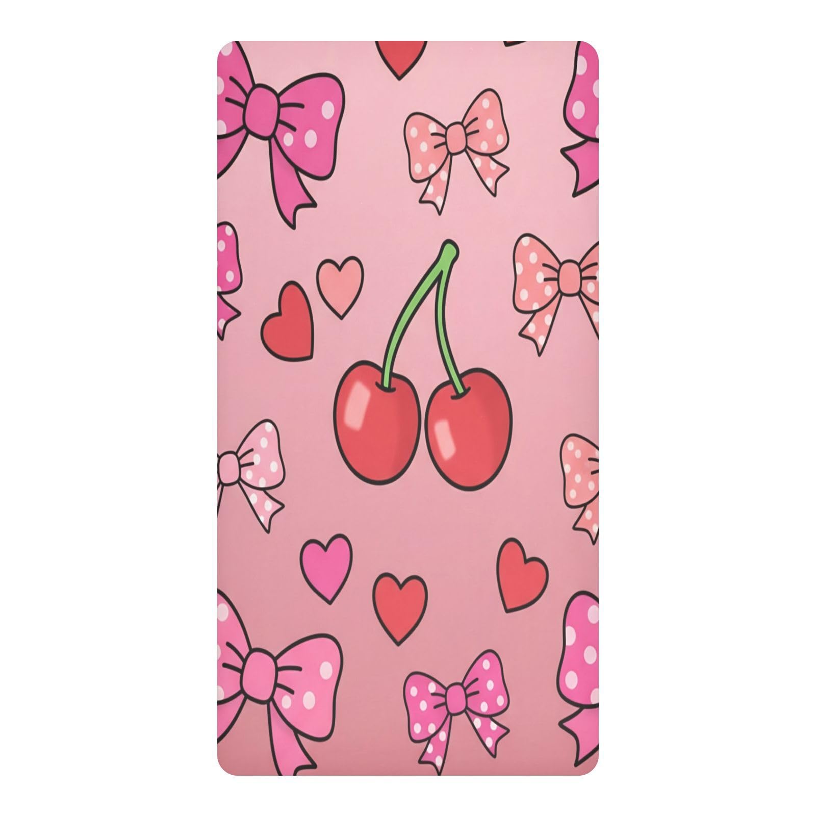JiangGgen Bow and Cherries Baby Crib Sheet Soft Breathable for Standard Crib-M