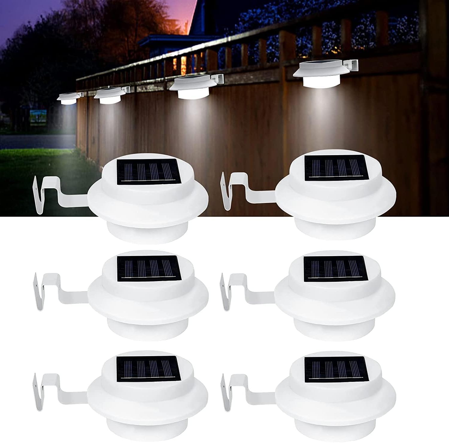 AMBERLINNEN LTD Solar Outdoor White LED Gutter Lights, 3 LEDs, Security Wall Lamp for Garden, Fence (6)