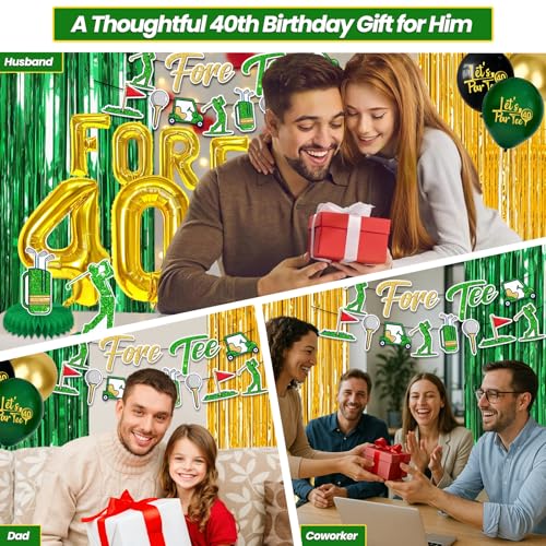 Image of Golf 40th Birthday Decorations for Men, 40 Year Old Happy Bday Party Decoration Forty Golf Decor Balloons Banner Cake Topper