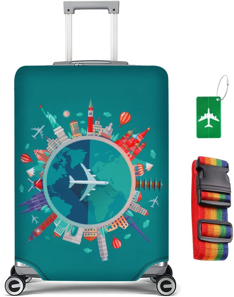 Travel Luggage Cover Elastic, Luggage Cover, Suitcase Cover, 22-32 Inch Suitcase Protective Cover, with Luggage Tag*1