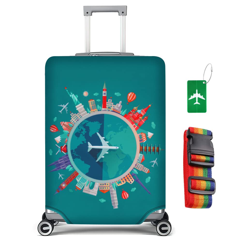 flintronicTravel Luggage Cover Elastic, Luggage Cover, Suitcase Cover, 22-32 Inch Suitcase Protective Cover, with Luggage Tag*1