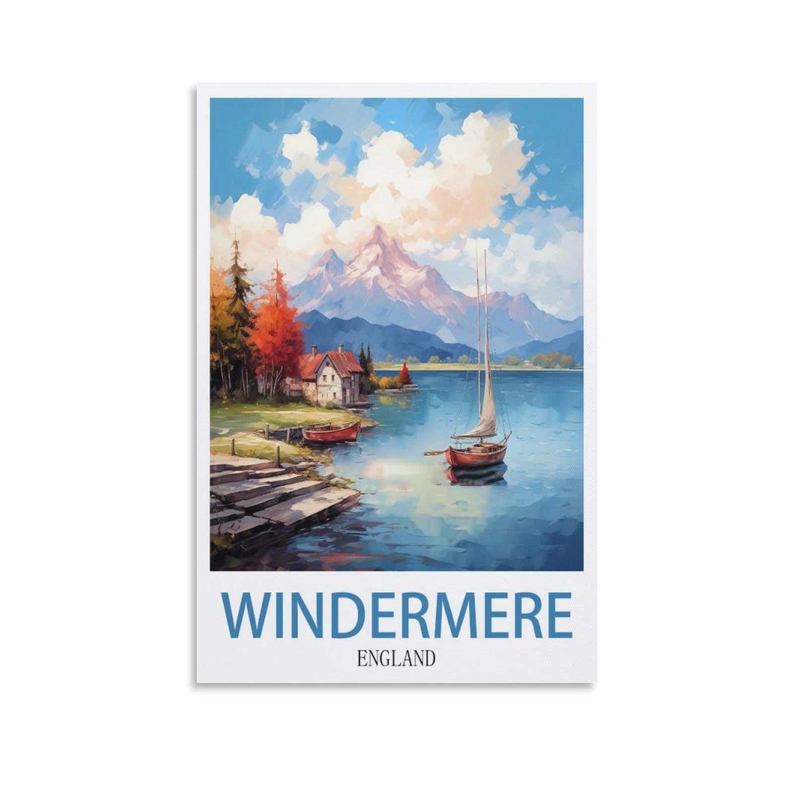 EZMLFA DIY 5D Diamond Art Painting Kits,Windermere England Colourful Rhinestone Diamond Arts Kits for Beginners, Perfect Home Wall Decor Gifts 40x50cm