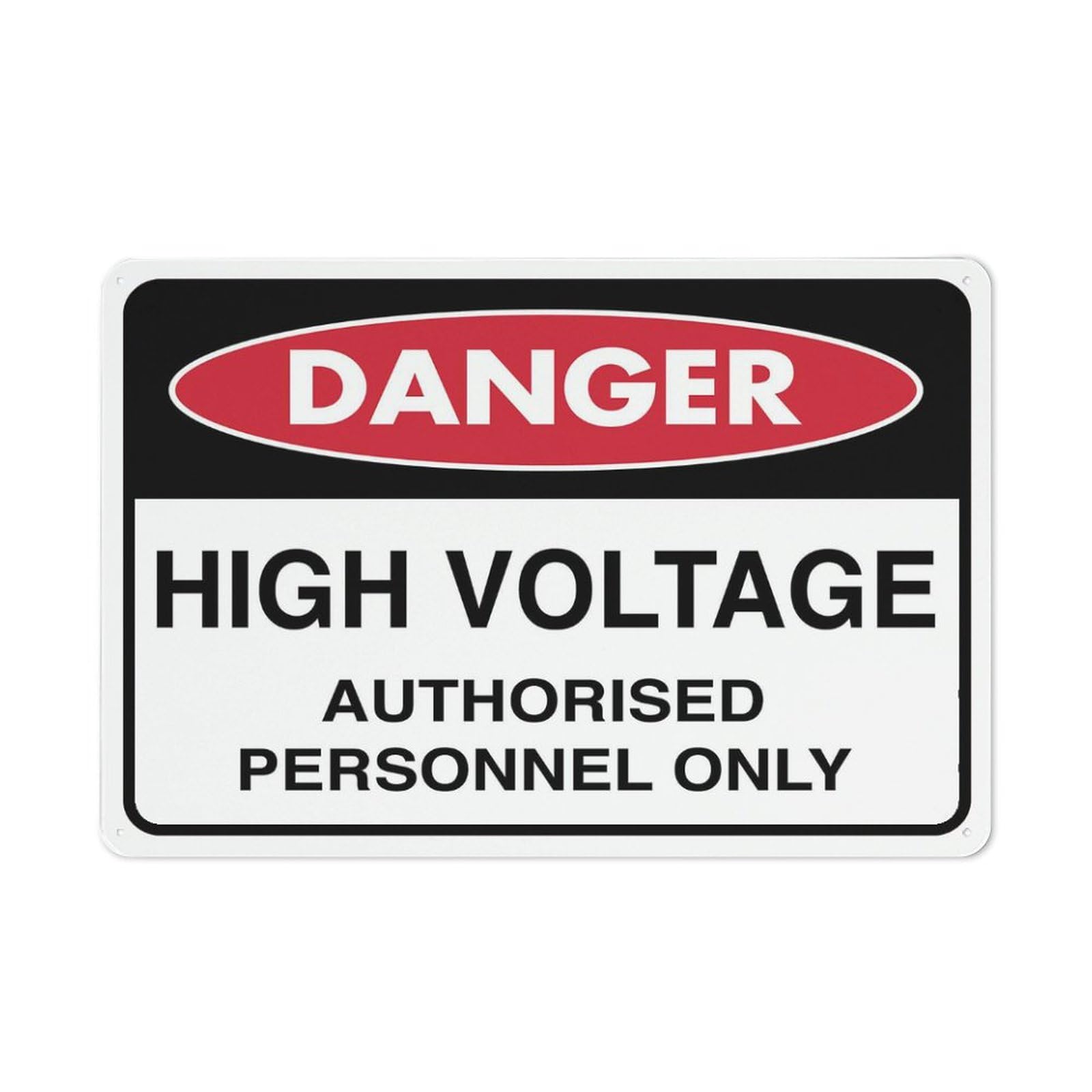 Danger - High-Voltage (Authorised Personnel Only) Sign, 8x12 Inch Metal Aluminum, Pre-Drilled Holes for Easy Mounting, Indoor/Outdoor Use for Fence, Door, Gate