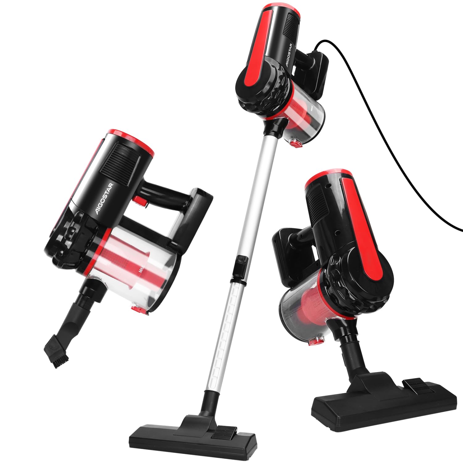 AIGOSTAR Handstaubsauger Aufrechtsauger 4-in-1 Kabelgebundene Staubsauger Leicht Bürststaubsauger