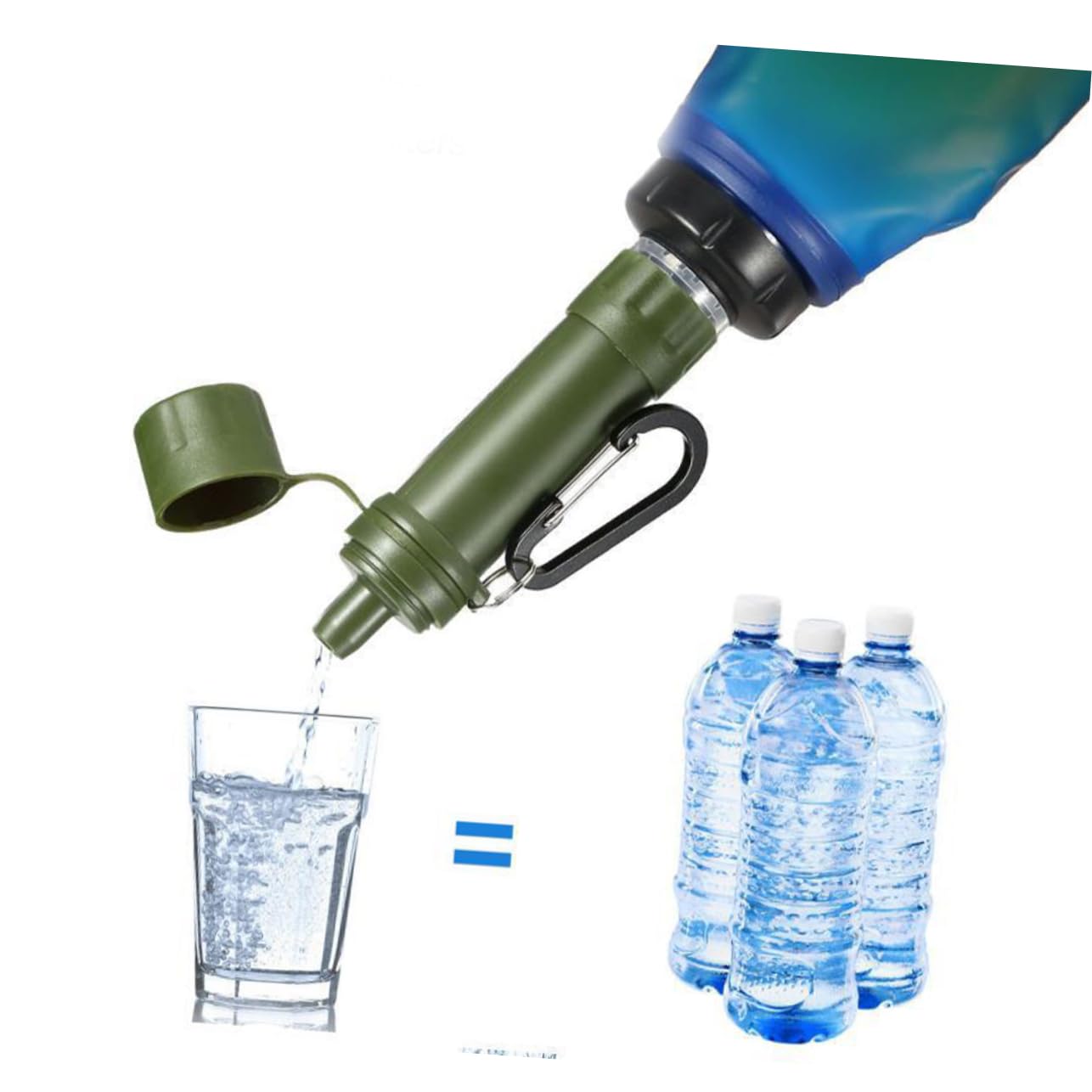 3pezzi Portatile Depuratore Per Attività Outdoor e Emergenze e Riutilizzabile Accessorio Per Escursioni e