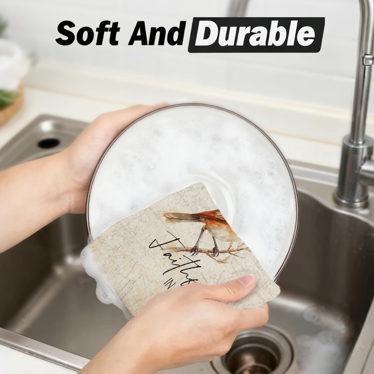 Vintage Christian Bird Kitchen Dish Towels, Bird Lover Gifts, Christian Gifts for Women Men, Inspirational Bible Verse Decorative Hand Tea Towels for Kitchen Bathroom, 16x24 Inch Set of 4 - Image 6