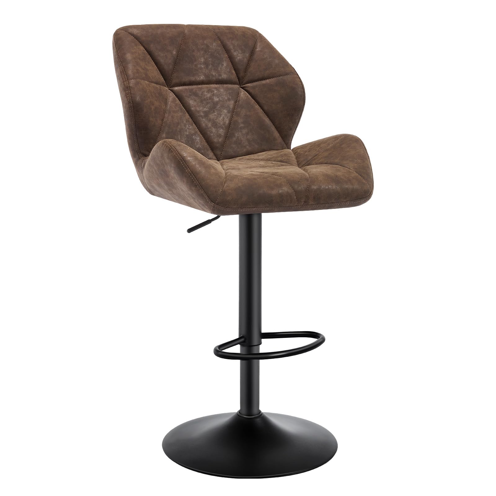 WOLTU Barhocker 2er Set Barstuhl Tresenhocker Bistrohocker Designer Hocker mit Rückenlehne, höhenverstellbar, drehbar, Kunstleder Stahl, Dunkelbraun
