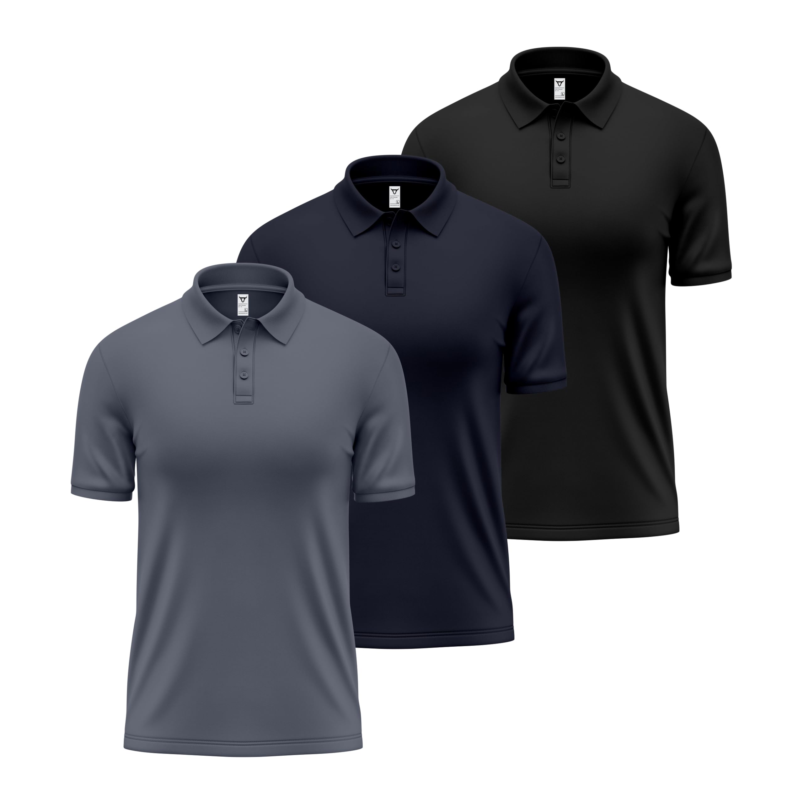 TORO ACTIVA Herren-Polo-Shirts, kurzärmelig, leicht, schnell trocknend, Golf, lässig, mit Kragen, atmungsaktiv, feuchtigkeitsableitend, 3/5 Stück