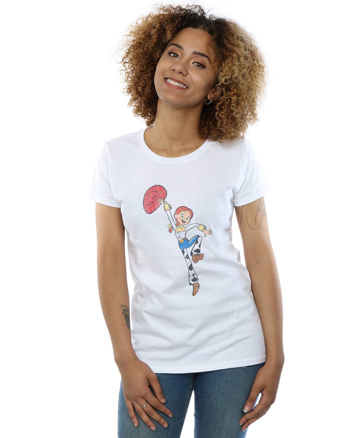 Absolute Cult Women's White Disney Toy Story 4 Jessie Jump Pose T-Shirt Xxl