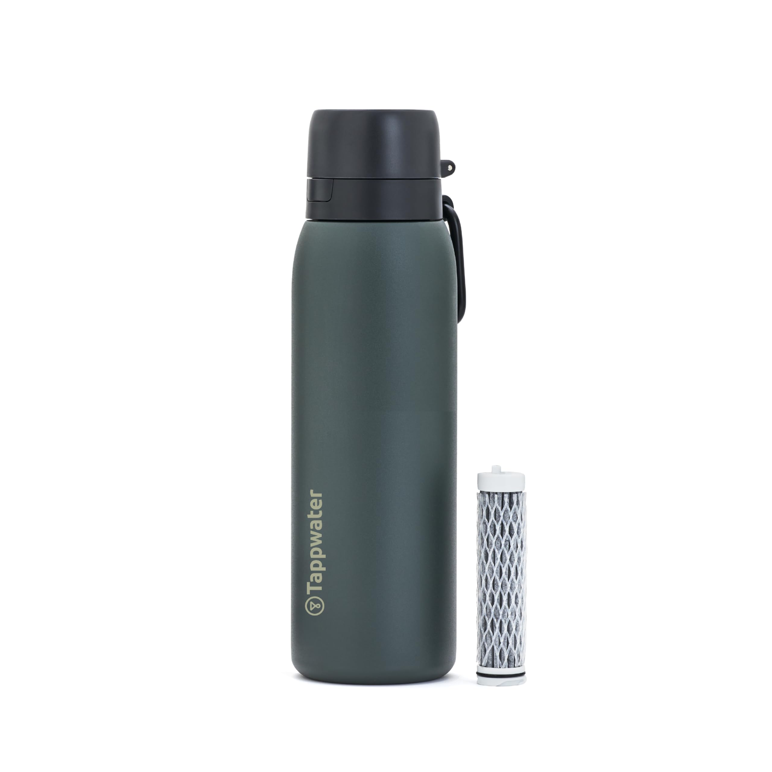 Tappwater BottlePro Adventure - Botella agua 740ml. Botella termica con filtro, filtra el 99.99% de los patógenos. Purificador de agua no potable. Botella de acero inoxidable libre de BPA