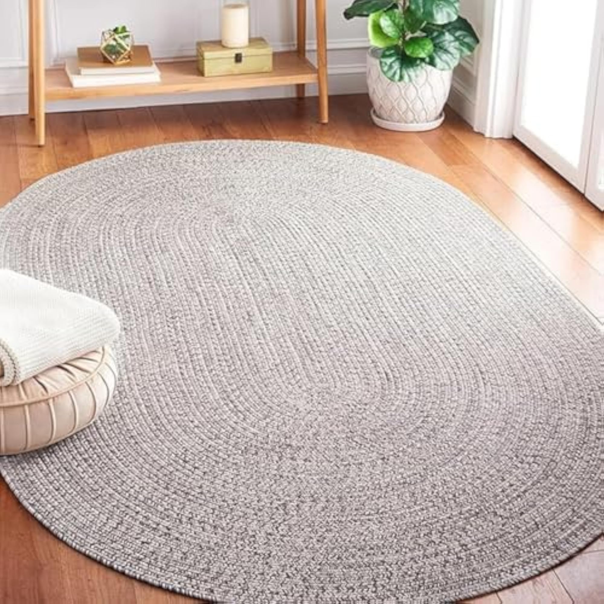 Reversible Green Cotton Braided Area Oval Rugs