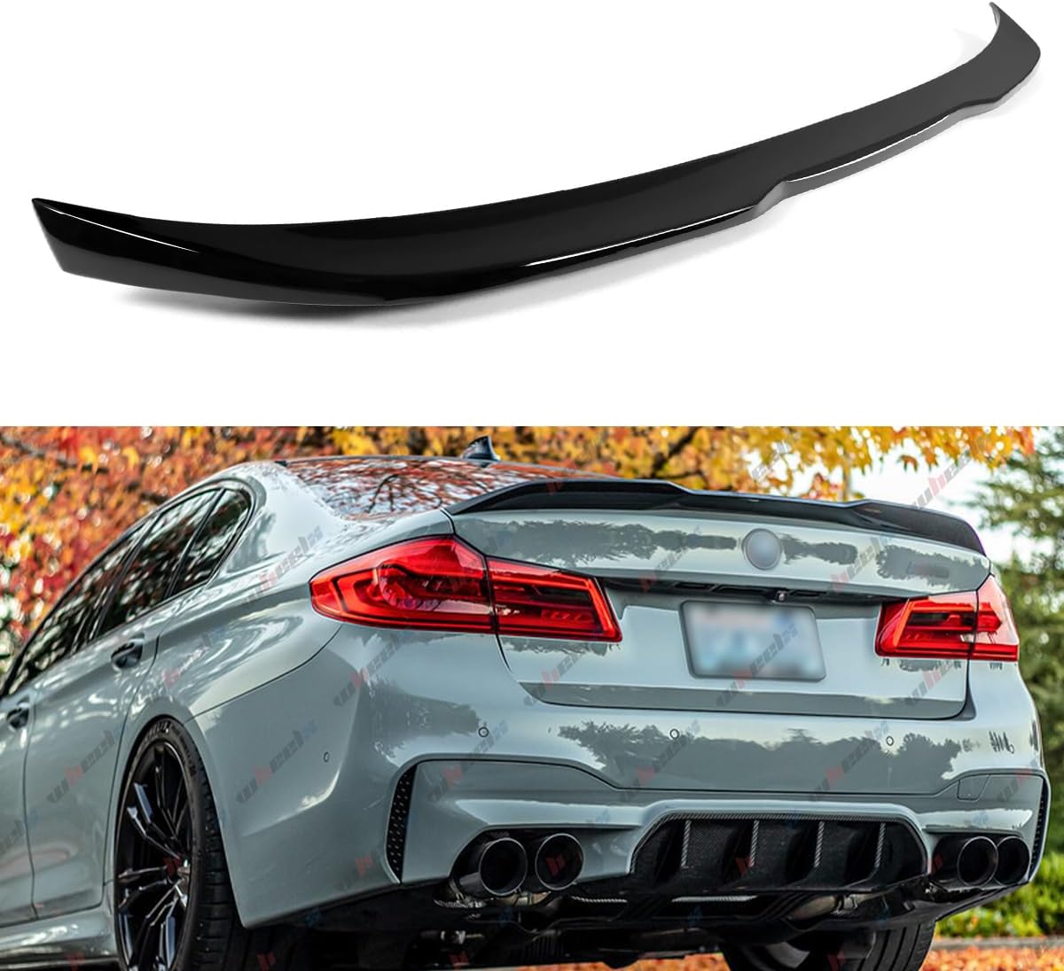 Rear Spoiler Compatible with 2017-2023 BMW G30 5 Series F90 M5, Pro Style Duckbill Trunk Exterior High Kick Tail Deck Lid Wing Lip Fits 530e 530i 535i 540i 540d 550i M5 (Glossy Black)