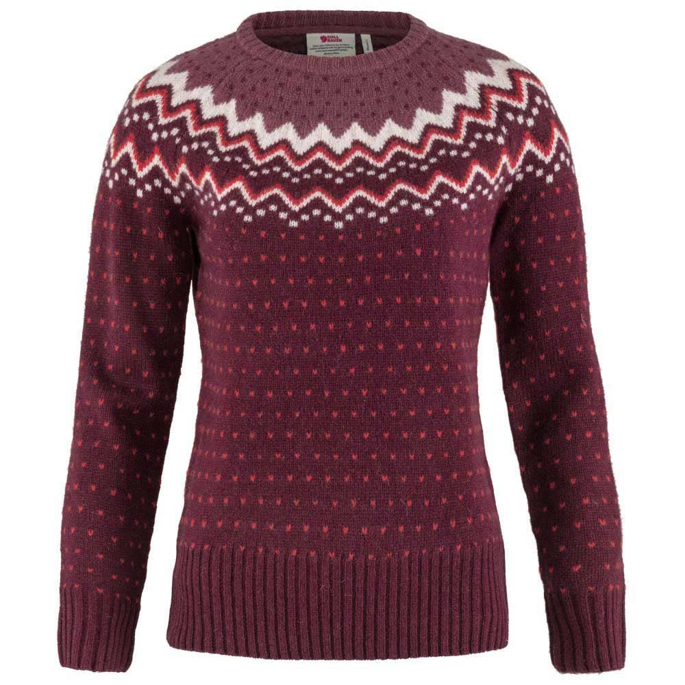 FJALLRAVEN Fjällräven Womens Övik Knit Sweater Sweatshirt, Dark Garnet, XL EU