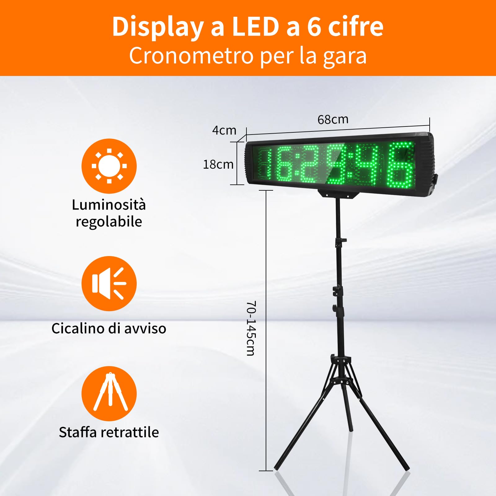 Timer Conto alla Rovescia, Orologio da Parete Digitale 5 Pollici con Supporto, Cronometro Sportivo alla Rovescia/Aumento con Telecomando, 12/24H Timer Digitale LED per Maratona Casa Palestra