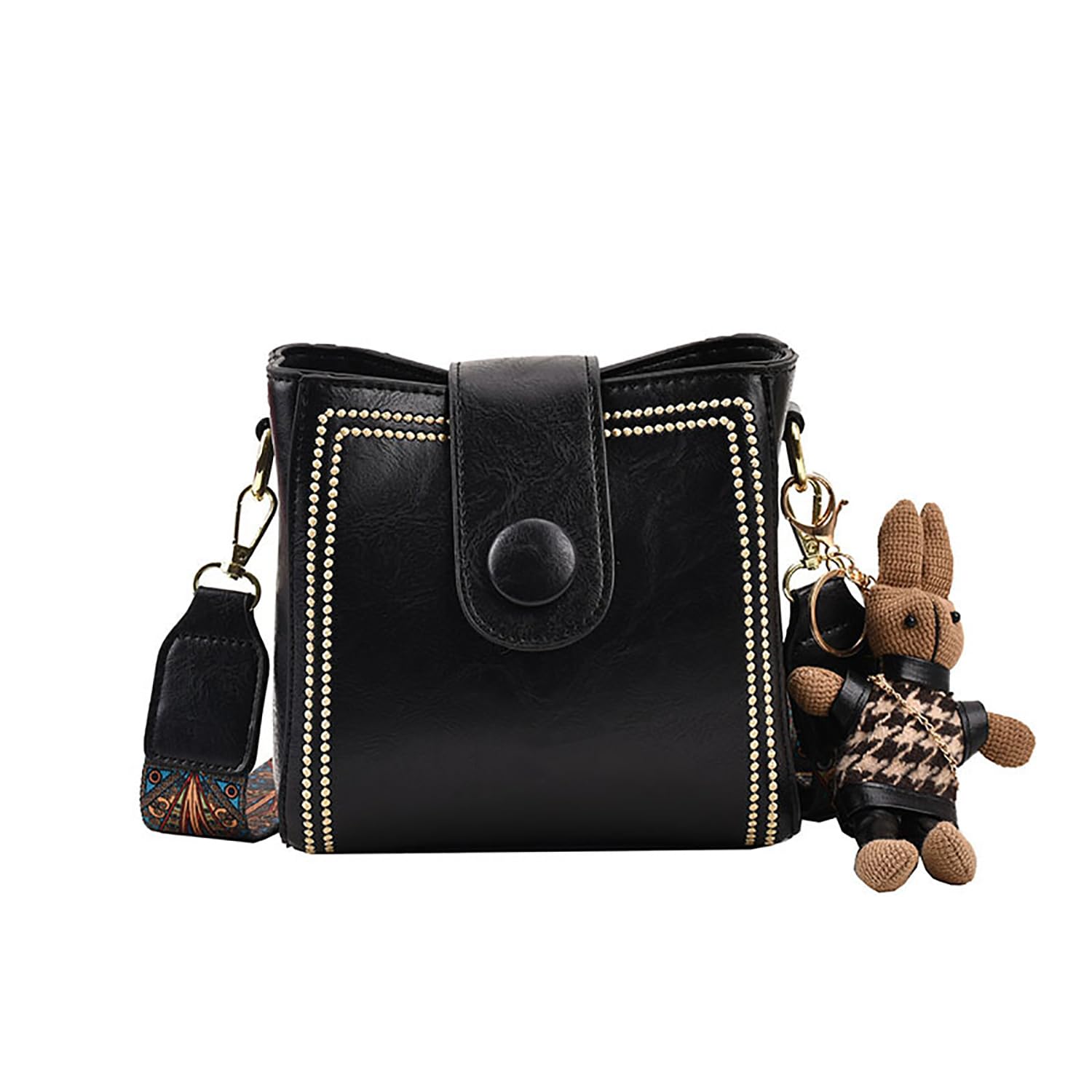 PNZLZIA Vintage Fashion Bag with Adjustable Wider Shoulder Strap, Retro Small Water Bucket Style