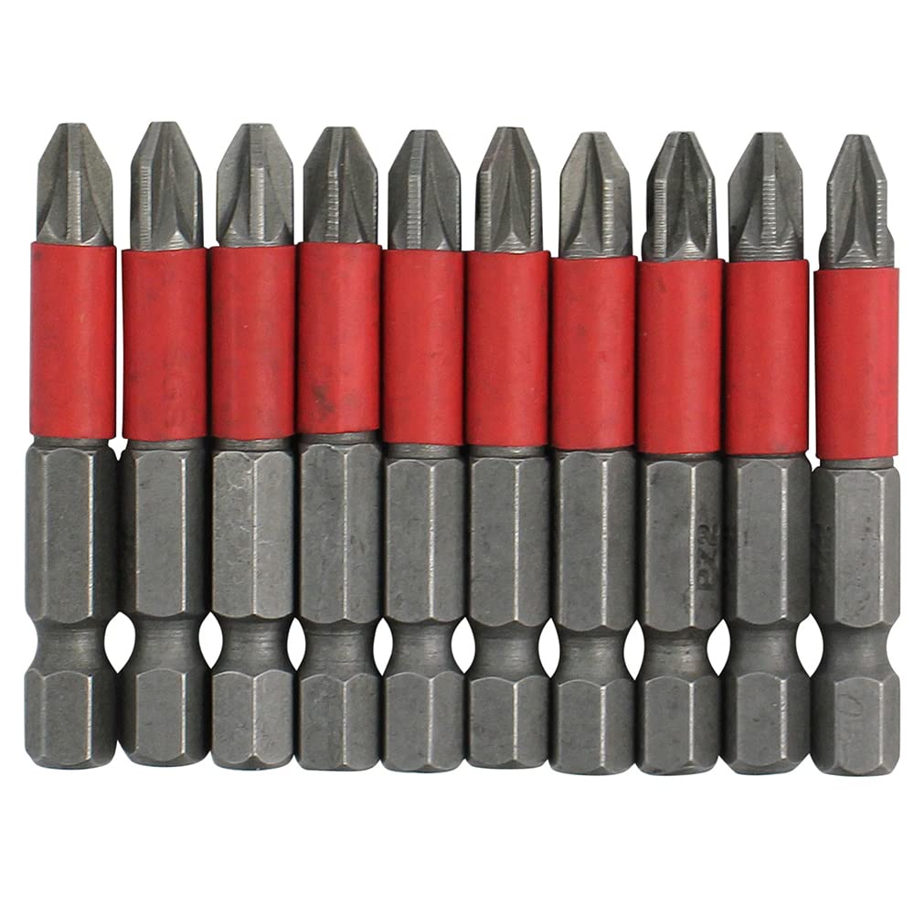 Dekton 10pc Non-Slip Bit Set 50mm-Precision Made for Accuracy| 50mm Long Pozi PZ2| Ultra Strong Carbon Steel| 10 Quality Precision Made bits to Help Reduce Slipping and Scratching