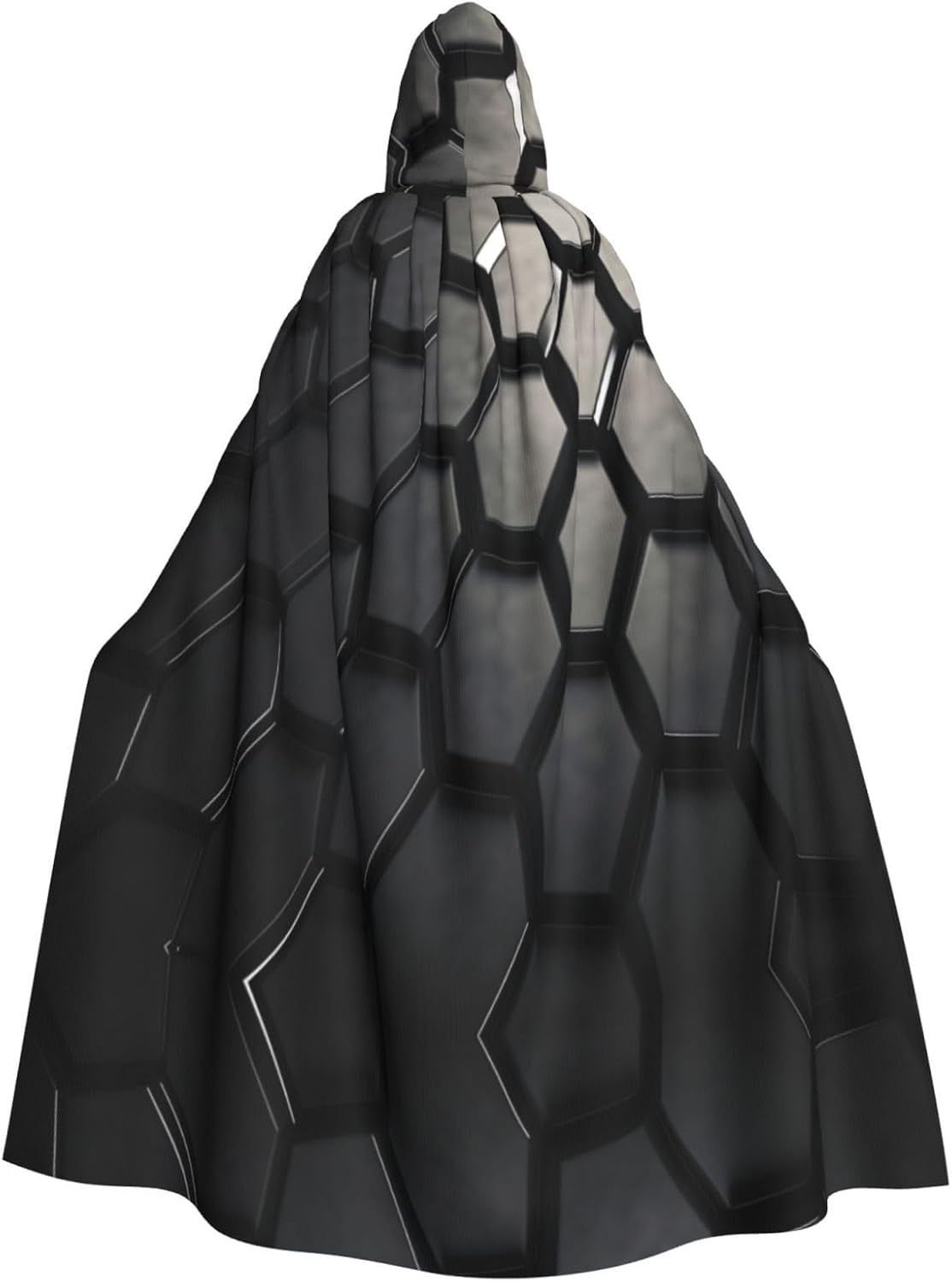 Black hexagonal grid Unique Darkness Poncho Shawl - Customizable Wearable Blanket for Women, Perfect Halloween Costume Accessory, Knight, Akatsuki, and More