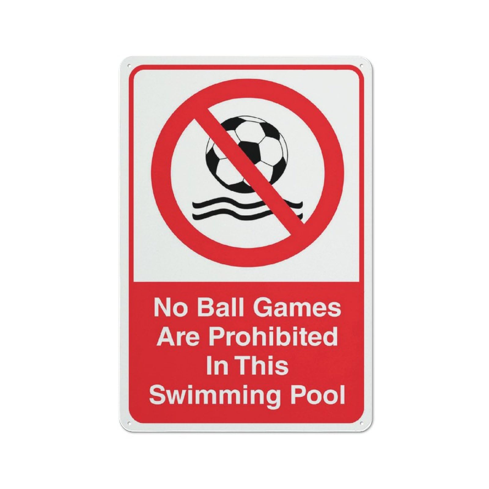 No Ball Games Are Prohibited In This Swimming Pool Sign Warning Tin Sign Home Kitchen Farm Garden Garage Wall Decor 12X8Inch