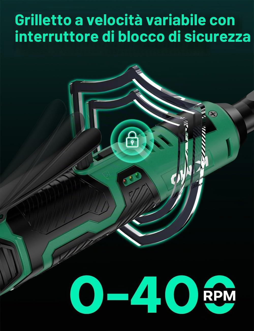 K I M O. Set di chiavi a cricchetto elettriche senza fili, 40 Ft-lbs, 400 RPM, 3/8" 12 V, kit a cricchetto senza fili con ricarica rapida da 60 min, trigger a velocità variabile, confezione da 2