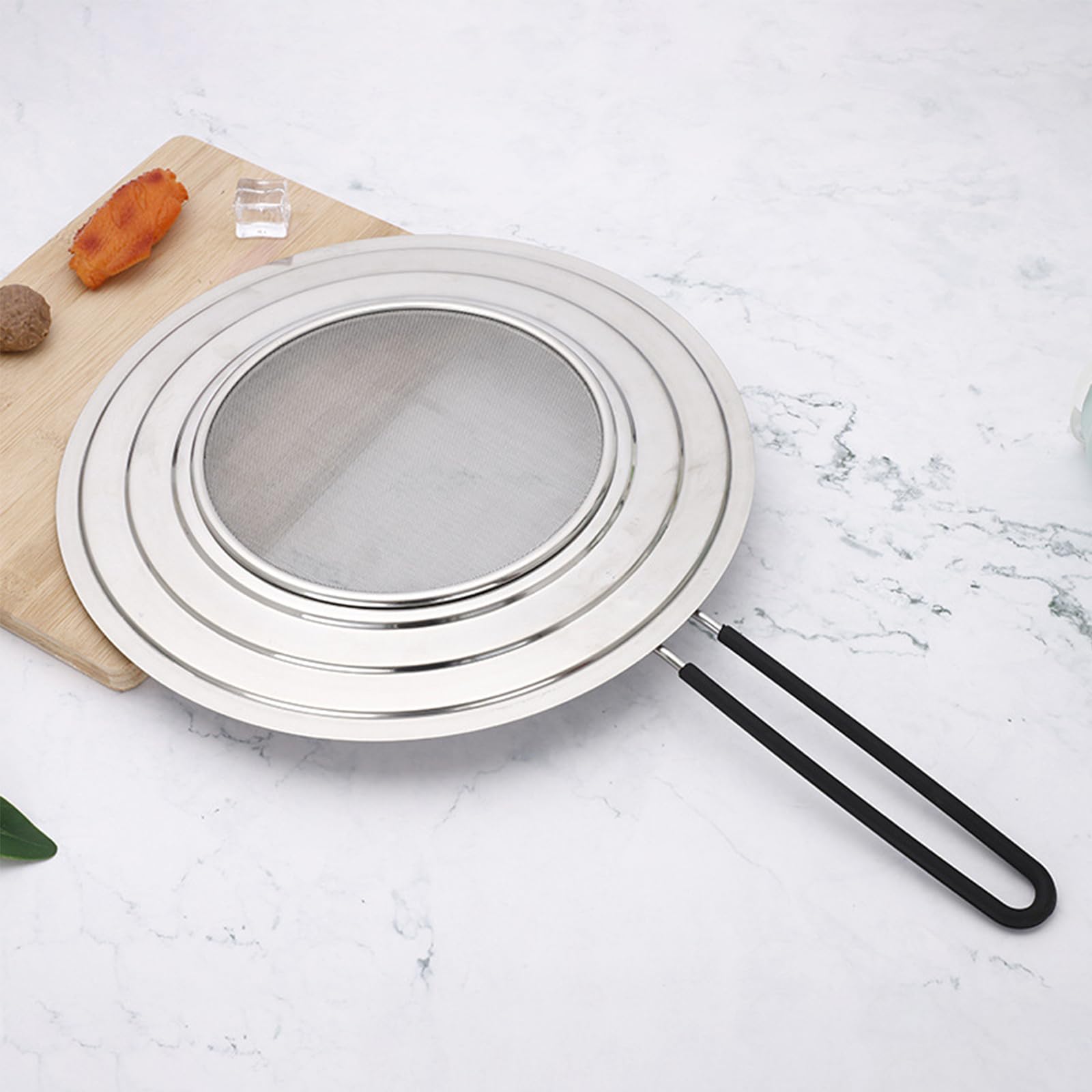 Protector Contra Salpicaduras para Sartén,Tapa Antisalpicaduras con Mango Plegable,Pantalla Antisalpicaduras de Acero Inoxidable,Tapa Antisalpicaduras Sarten,para Proteger Contra Salpicaduras de Grasa