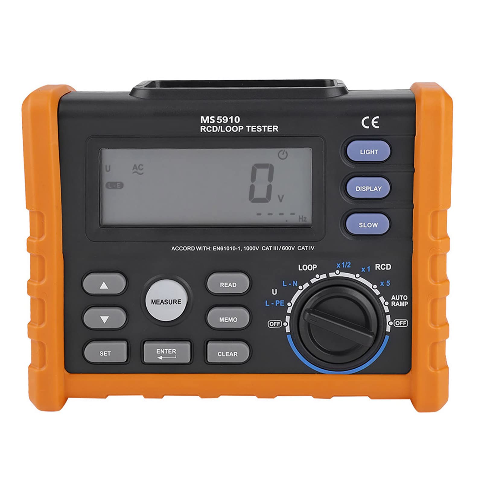 Tester RCD Upływ PEAKMETER MS5910 Cyfrowy Tester Rezystancji RCD — Kompaktowy Multimetr z Pomiarem Prądu Wyzwalającego, Przechowywaniem Danych, Interfejsem USB i Funkcjami