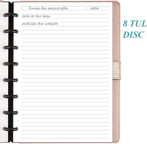 Miniatura 3 de A5 TUL - Papel de repuesto forrado con disco, 8 discos, papel de relleno con rayas de disco, 100 hojas200 páginas, papel blanco de 3.53 ozm, 5.8 x