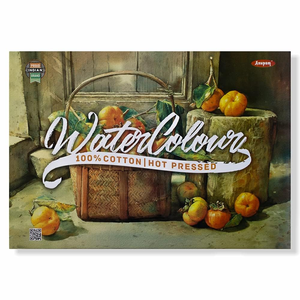 Anupam 100% Cotton Watercolour Paper Pad Natural White Hot Press Paper Suitable for Mixed Media and Dry Media - 250 GSM - A3 (B096KR8QZB) Amazon Price History, Amazon Price Tracker