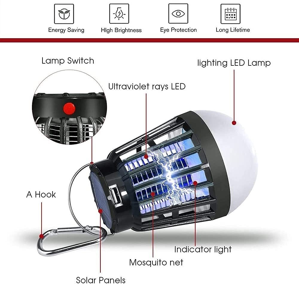 Lampe Solaire Anti-Moustique 2 en 1, Lanterne de Camping Portable, Anti-moustiques pour Camping en Plein air, randonnée, Tente de pêche et répulsif Anti-Insectes à Usage Domestique en intérieur