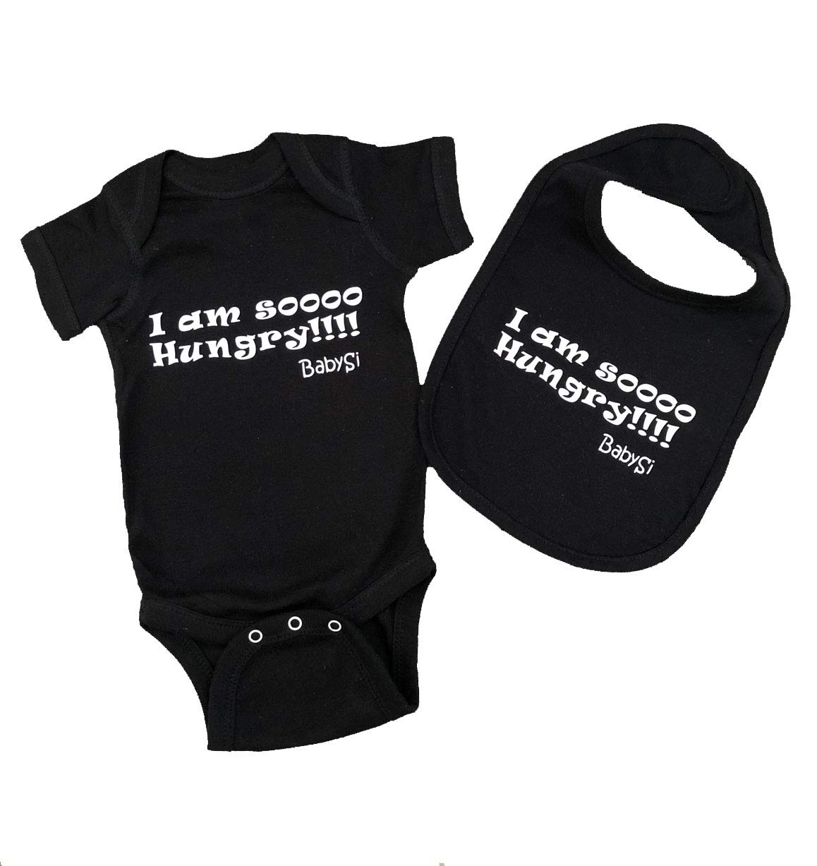 BabySi"I'm so Hungry Onesie With Bibi for Newborn & Infants Fashionable Comfortable Durable Baby Clothing Size 0-24 Months