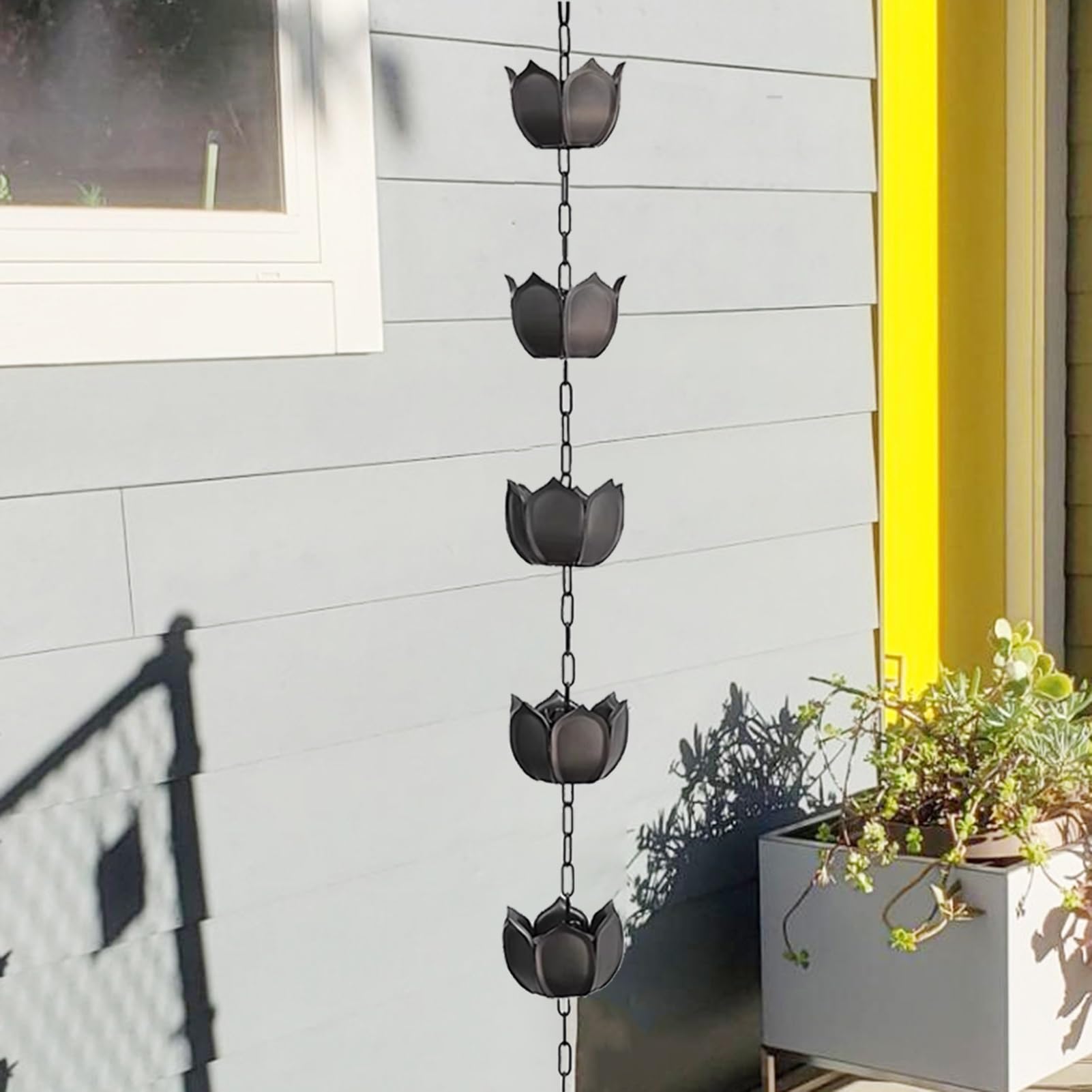 YNBSHGAA Rainwater Diverter Chain for Outdoor Drainage and Garden Decor - Decorative Metal Water Guide for Eavestroughs and Guttering,size_name-4.5M (14.8Ft)