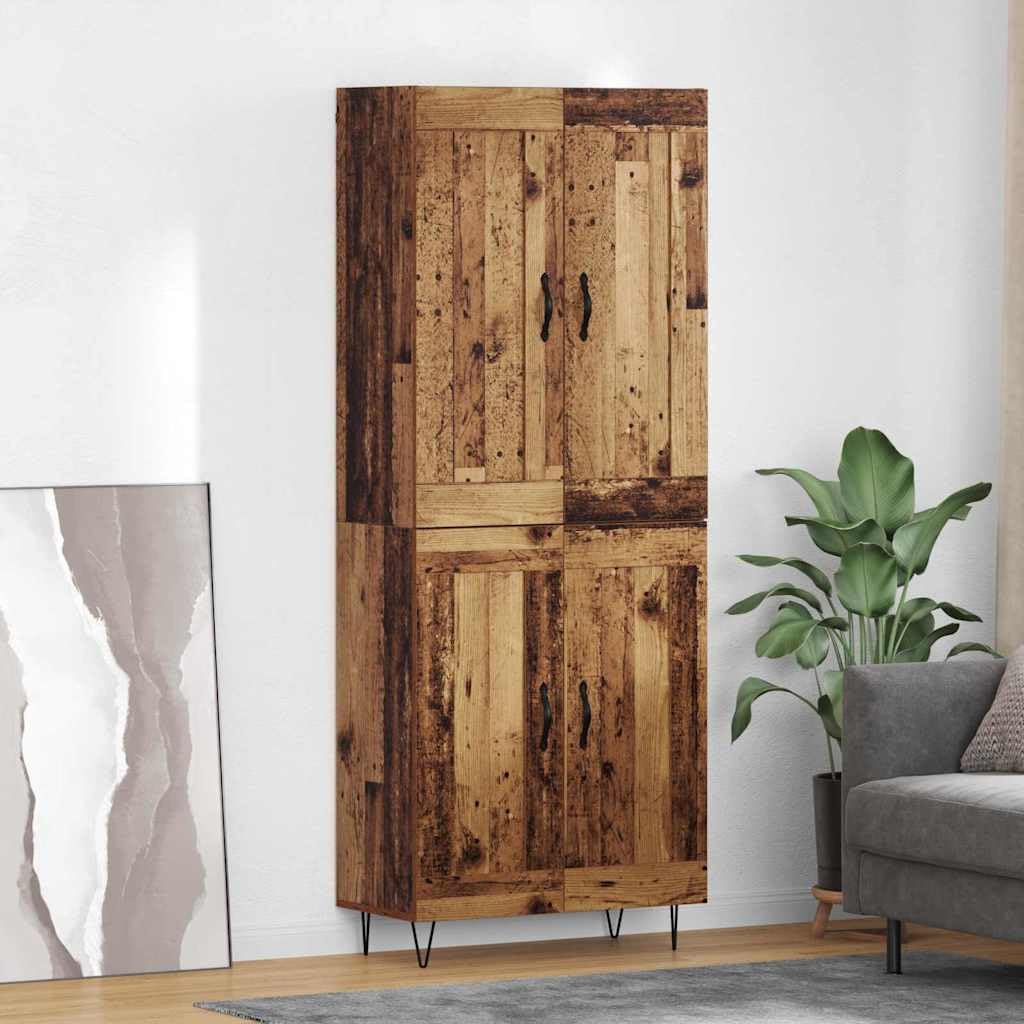 Armadio alto, effetto legno anticato, 69,5 x 34 x 180 cm, 2 pezzi