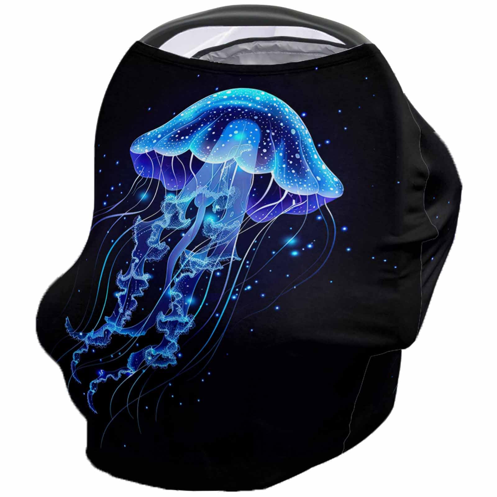 Nursing Cover for Breastfeeding Scarf, Bright Blue Purple Jellyfish Dots Ocean Baby Car Covers Super Soft Multi Use for Canopy Shopping Cart Cover Blanket Stroller Cover