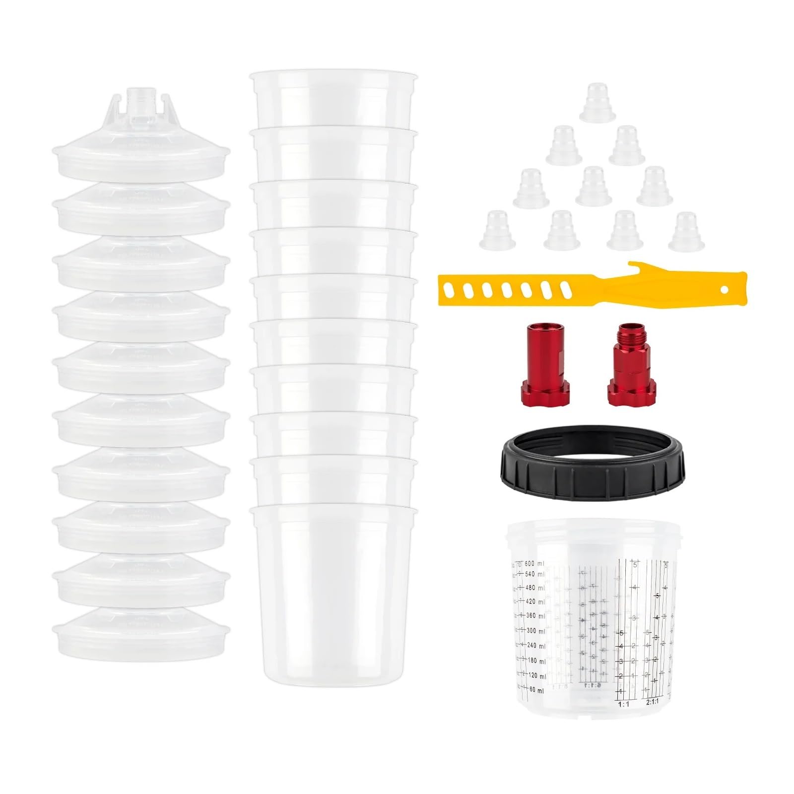 Paint Sprayer, 10/25Pcs Spray Gun Paint Mixing Cup H/O Quick Cup Spray Gun Tank 20.3 oz/600ML Disposable Paint Cup with Spray Gun Cup Adapter(10 pcs)