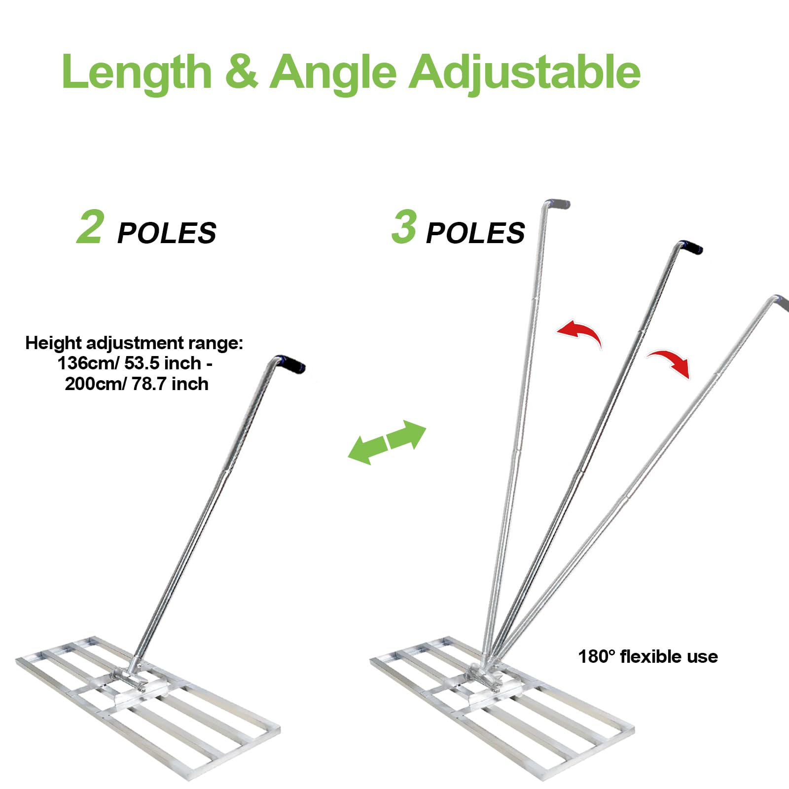 Mophorn Rastrello Livellatore Per Prato In Acciaio Al Carbonio Resistente Alla Ruggine Con Manico Lungo 2130 Mm E Piastra Base Regolabile Da 254 X 762 Mm Ideale Per Giardini E Campi Da Golf 87330891