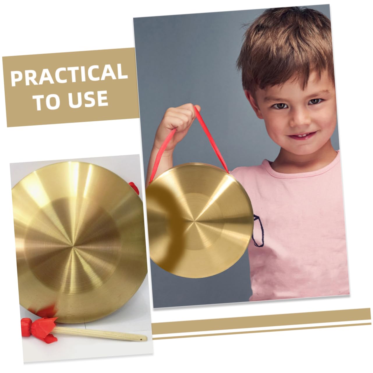 VICASKY Traditional Chinese Gong Drum Set Small Gong Chinese Instrument Decor Percussion for Adults