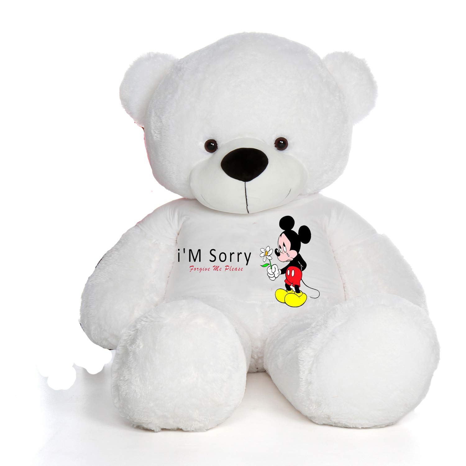 Hug'n'Feel® Soft Toys Big Teddy Bear Wearing I'm Sorry T-Shirt 3 feet White_T Shirt_ I'm Sorry Plush & Stuffed Toys