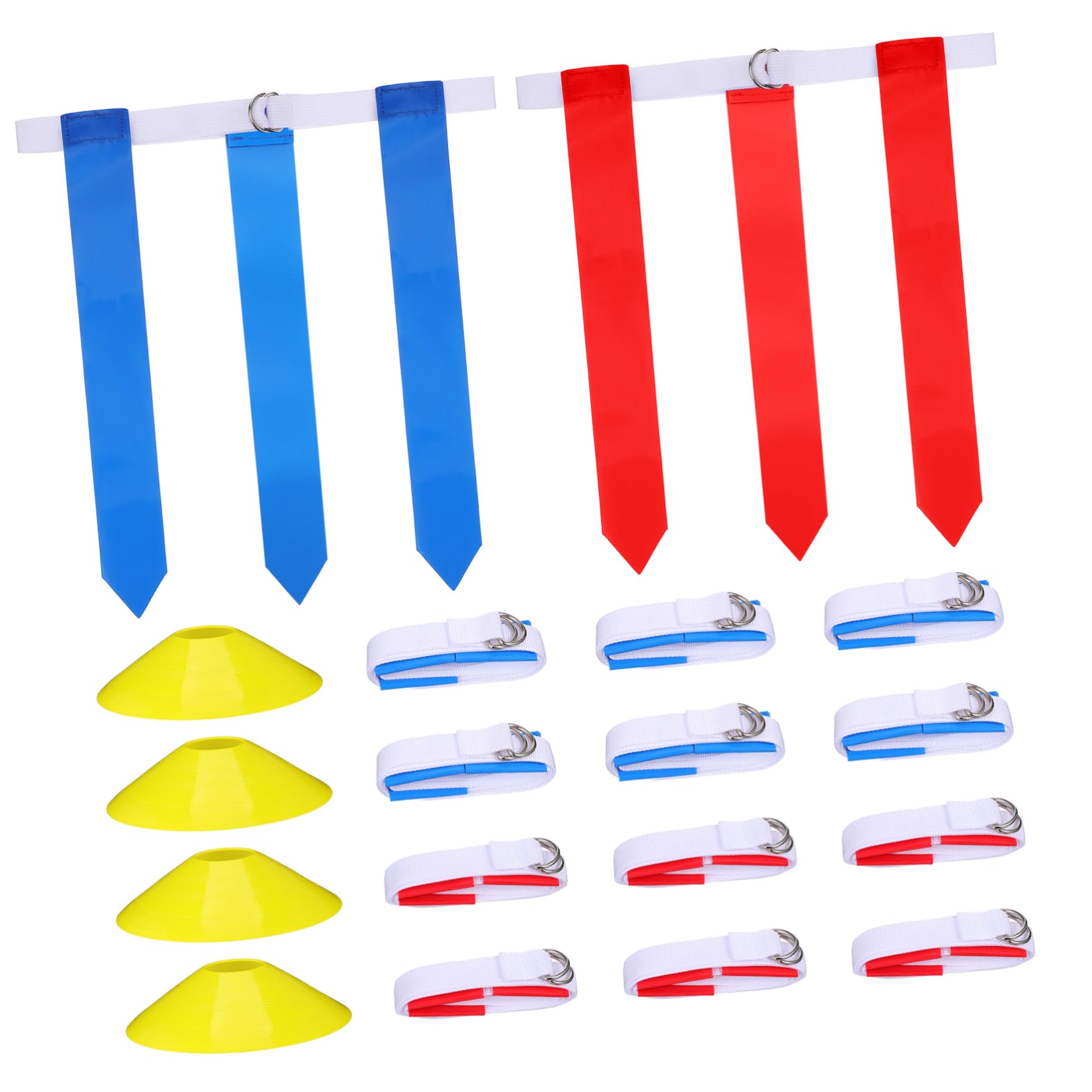 HANABASS Flag Football Gürtel 16 Stück Verstellbar Pvc mit Zugbeutel für Kinder und Erwachsene zur Fußball Trainingsausrüstung