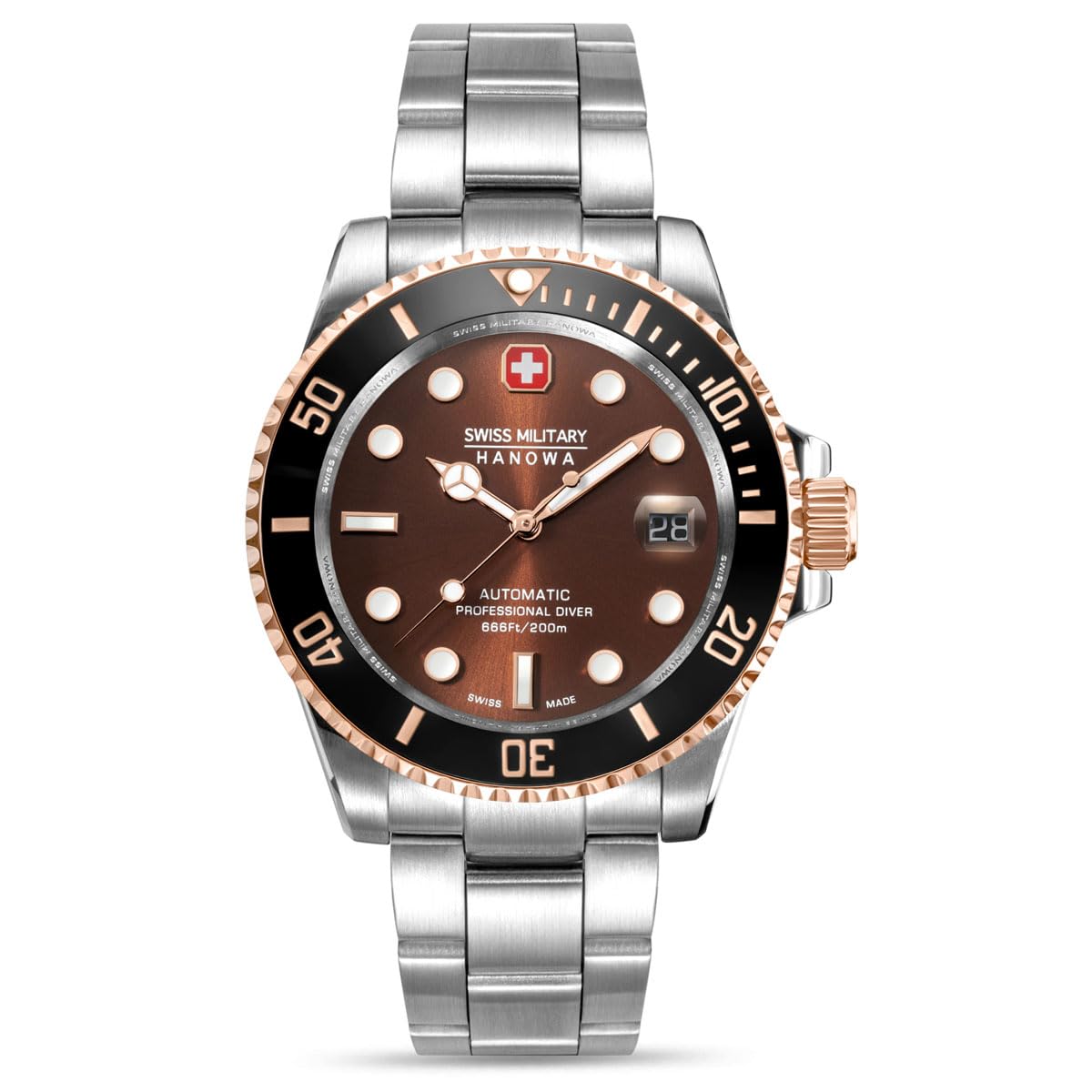 Swiss Military Hanowa Herren Automatikuhr Sealord Professional Diver 41 MM Durchmesser Datum Saphirglas