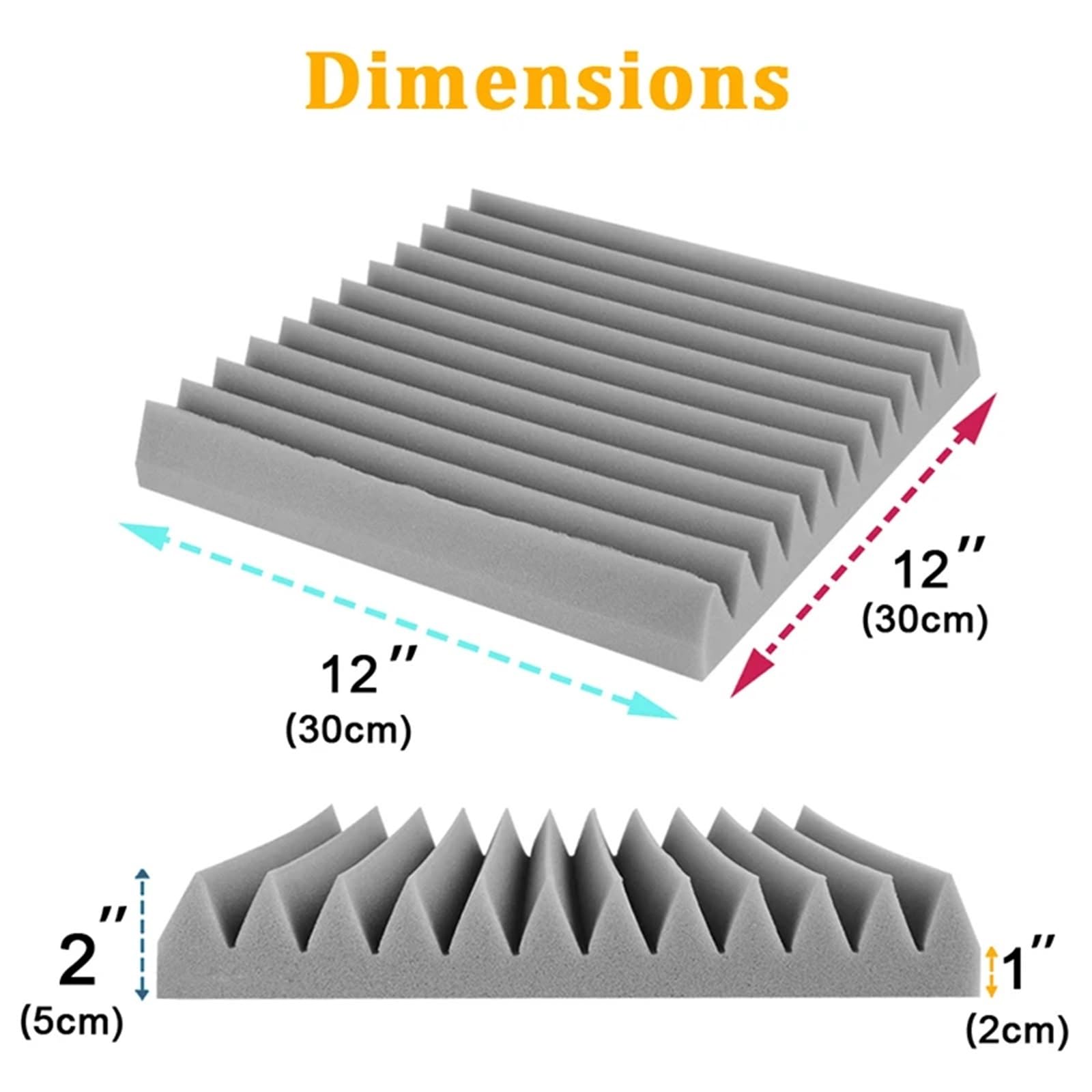 Aislamiento de espuma fonoabsorbente for estudio, Panel insonorizado for techo, pared, material con cancelación ruido Para amortiguar el sonido(Black,5CM THICK_12 PCS_HIGH DENSITY)